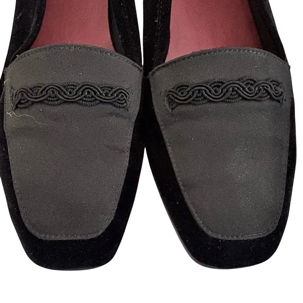 Enzo Angiolini Liberty Velvet Leather Satin Soutache Loafer Ballet Flats